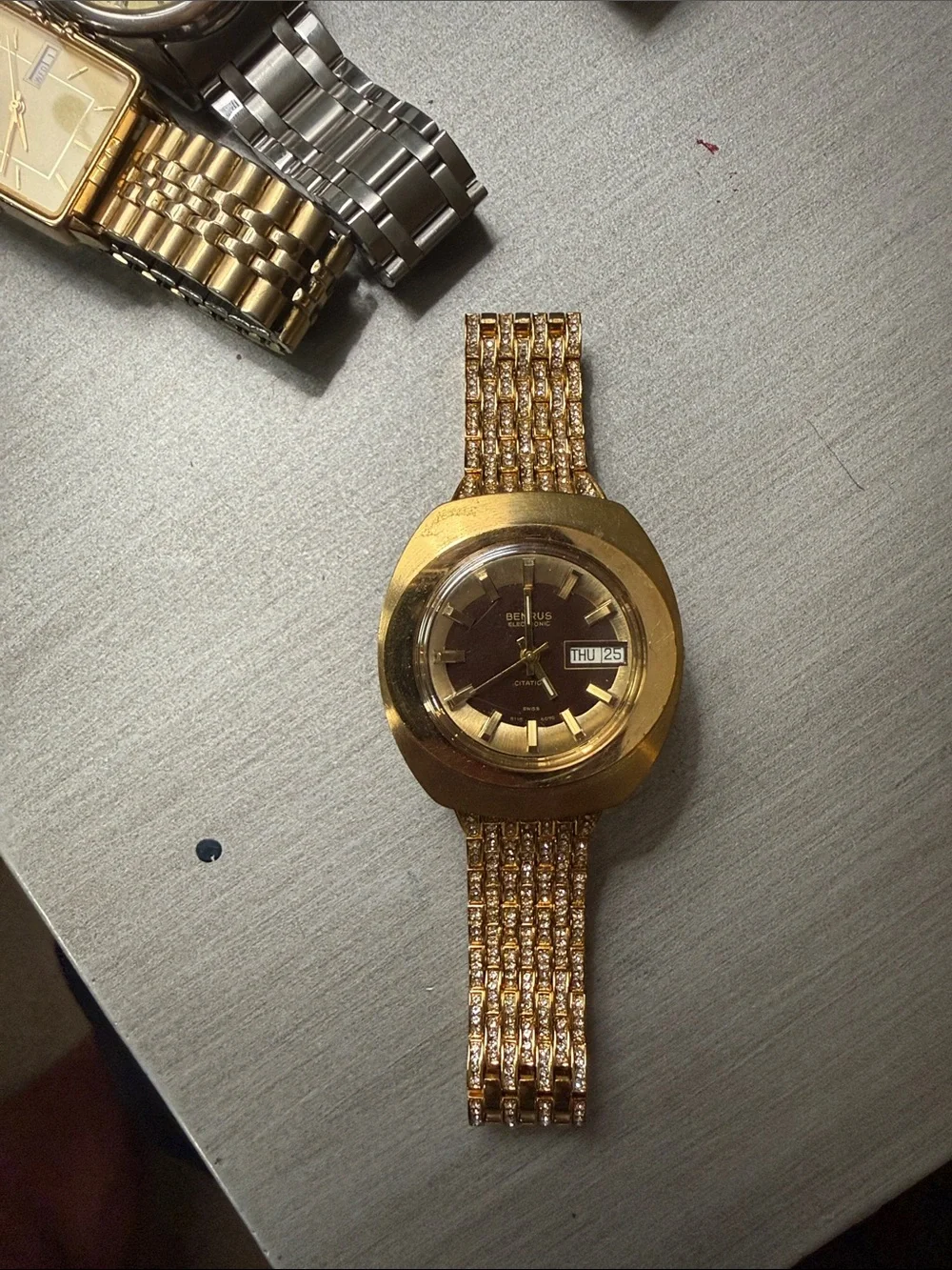 Gold Benrus Electronic Mens Watch